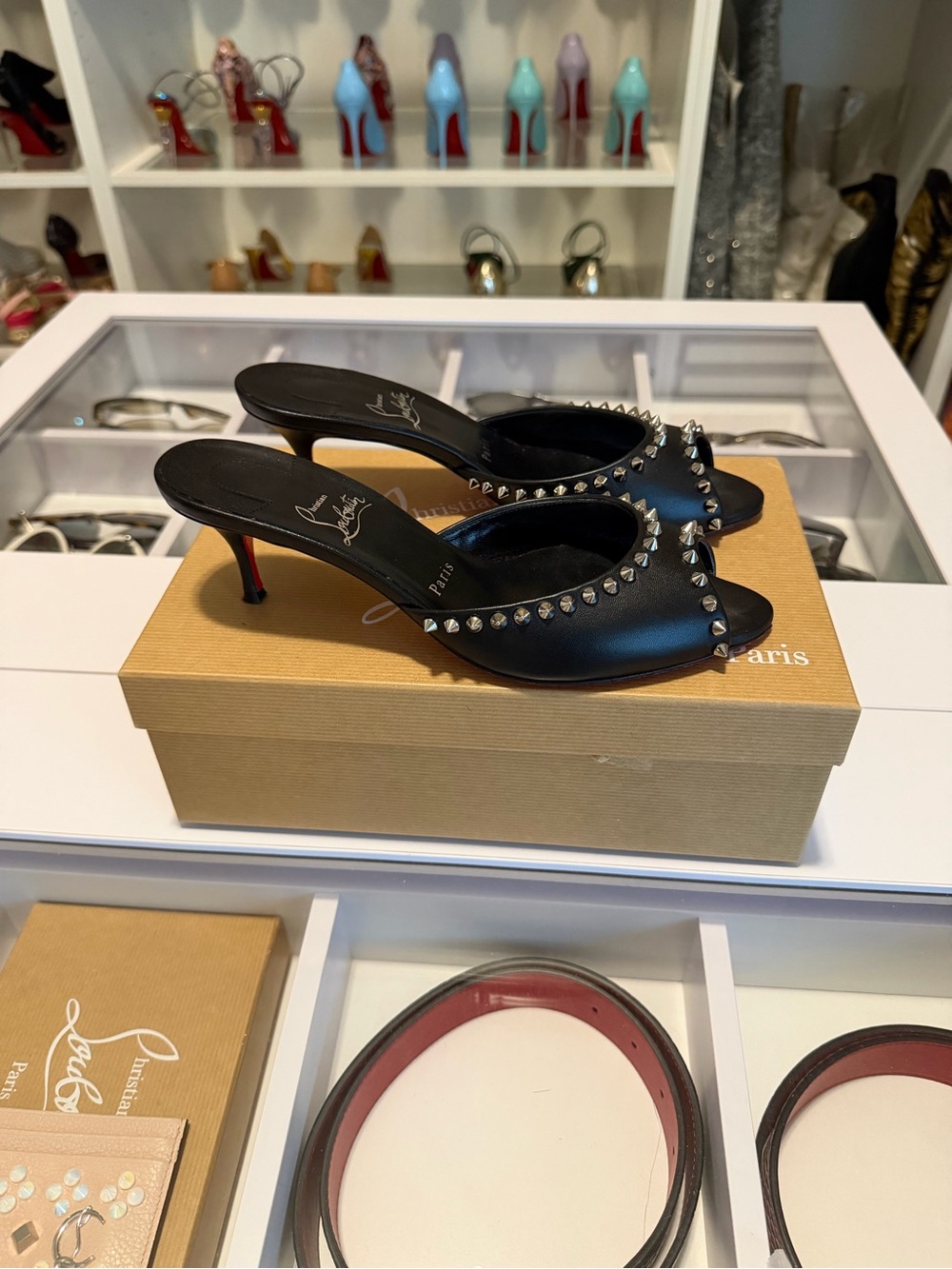 Christian Louboutin Me Dolly Leather Spike Mule Sandals EU 39/ US 8.5 - Picture 7 of 11